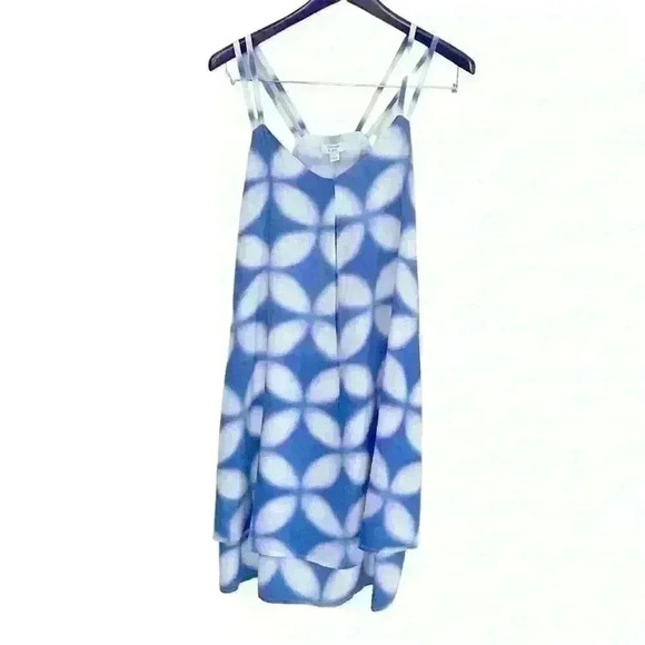 Crown & Ivy Women’s Double Layer Midi Sundress Size M Blue White Flowy Vacation - Picture 9 of 13